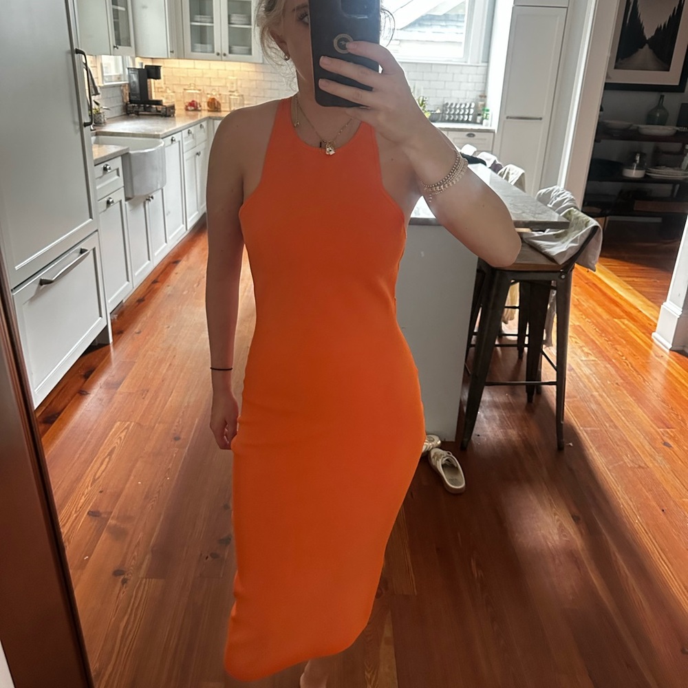 A.L.C. Vibrant Orange Midi Dress